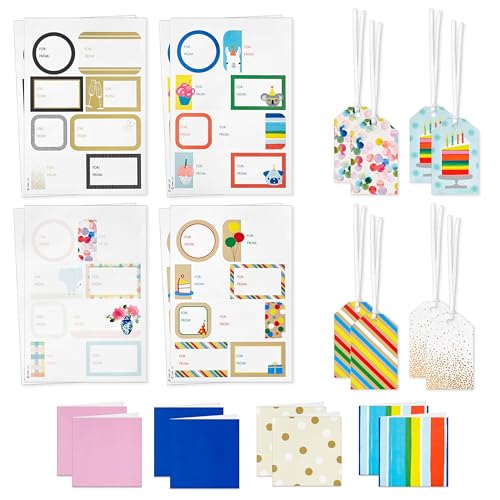 Hallmark Gift Tags and Stickers (64 Stickers 8 Tags 8 Mini Notecards) for Valentines Day Birthdays Weddings Graduations Bridal Showers