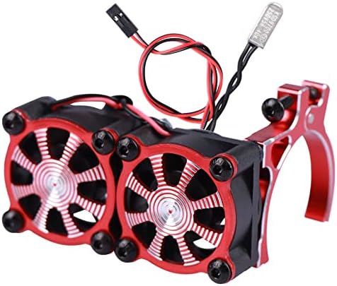 AIMROCK Aluminum 36mm-40mm RC Motor Heatsink w/Double Cooling Fans for 1/10 TRX4 SCX10 RC Crawler (Red)