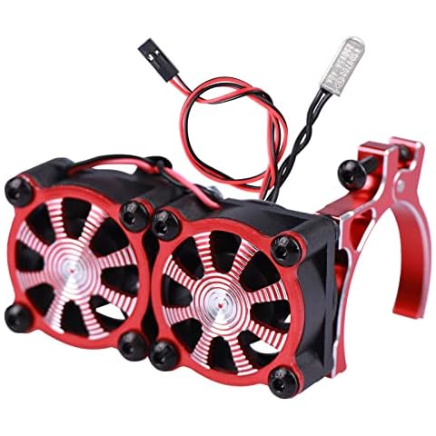 AIMROCK Aluminum 36mm-40mm RC Motor Heatsink w/Double Cooling Fans for 1/10 TRX4 SCX10 RC Crawler (Red) Cover
