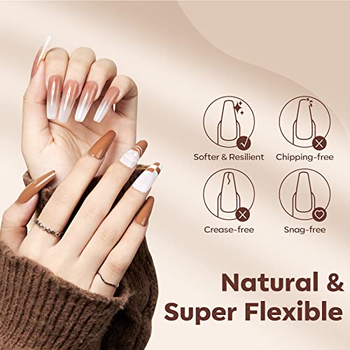 Image of Modelones Long Coffin Nail Tips Fake Nails Gel Tips Full Matte Cover More Friction for Acrylic Professional Extension Gel Manicure Art Design 10 Sizes