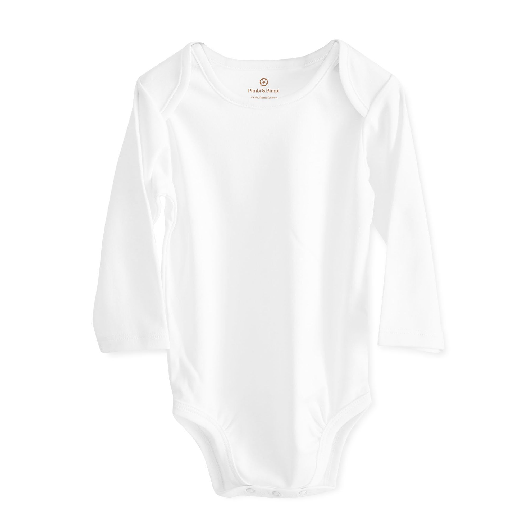 Pimbi&Bimpi Baby Bodysuit - Long Sleeve White Romper | Premium Peruvian Pima Cotton | Gender Neutral Baby Clothes for Boys and Girls (9-12 Months)