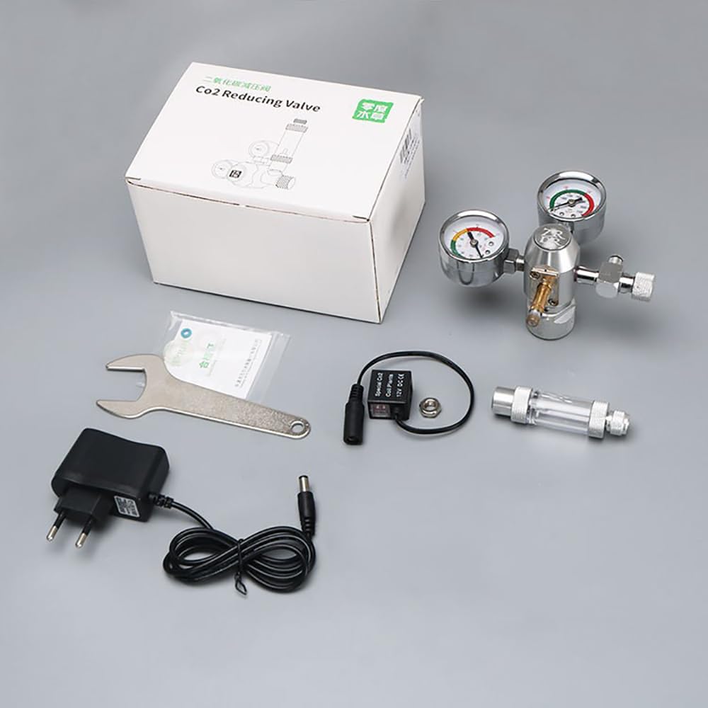 Zawór redukcji ciśnienia CO2, sprzęt do reakcji CO2 do akwarium z zaworem elektromagnetycznym, podwójny manometr System sterowania CO2 (1-2UNF)
