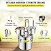 VEVOR Alcohol Still, 3 Gallon, Stainless Steel Alcohol Distiller with Copper Tube & Build-in Thermometer & Water Pump, Double Thumper Keg Home Brewing Kit, for DIY Whiskey Wine Brandy