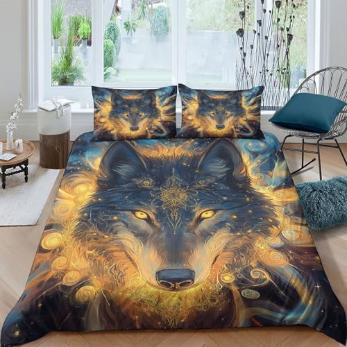 Linge de lit loup mystique 3D en microfibre premium toucher doux King Size - 4