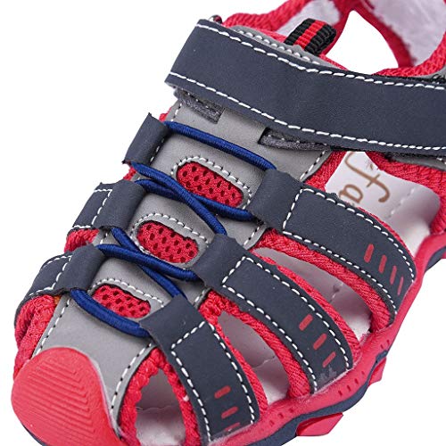 Toddler Sandals Boys Shoes Sandals Girl Kids Children Shoes Closed Toe Summer Beach Boy Baby Shoes (Red, 21)2