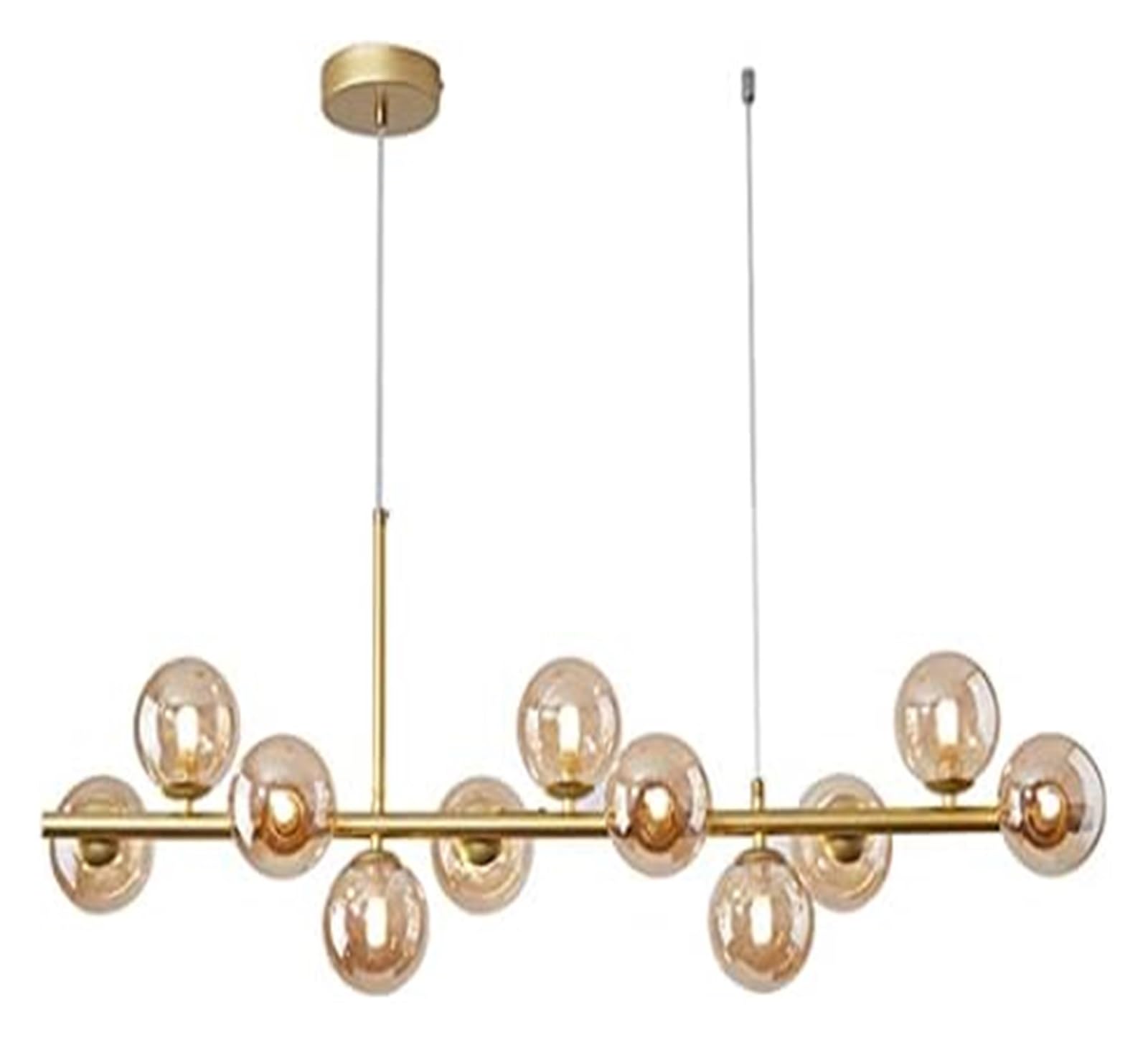 KXEcoLife Chandelier Modern Globe Linear Chandeliers Pendant Lights DNA Molecular Ceiling Hanging Lighting 11-Light Mid Century for Living Room Dining -Smoke Gray(Amber)