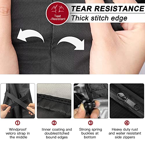 غطاء مظلة فناء مقاوم للماء والرياح ومضاد للأشعة فوق البنفسجية مع سوستة من قماش اوكسفورد 420D من زيان، غطاء مظلة حديقة 2.7 م إلى 3.30 م، (1.90 م × 30 سم × 50 سم)