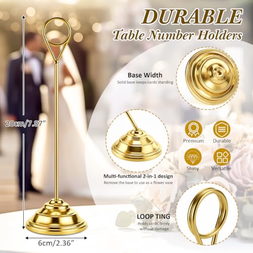 Image of 12 Pcs Table Number Holders Gold 8 Inch Metal Place Card Holders Table Number Stands Tabletop Sign Stands for Photos, Menu, Memo, Notes, Wedding, Restaurant, Banquet, Birthday