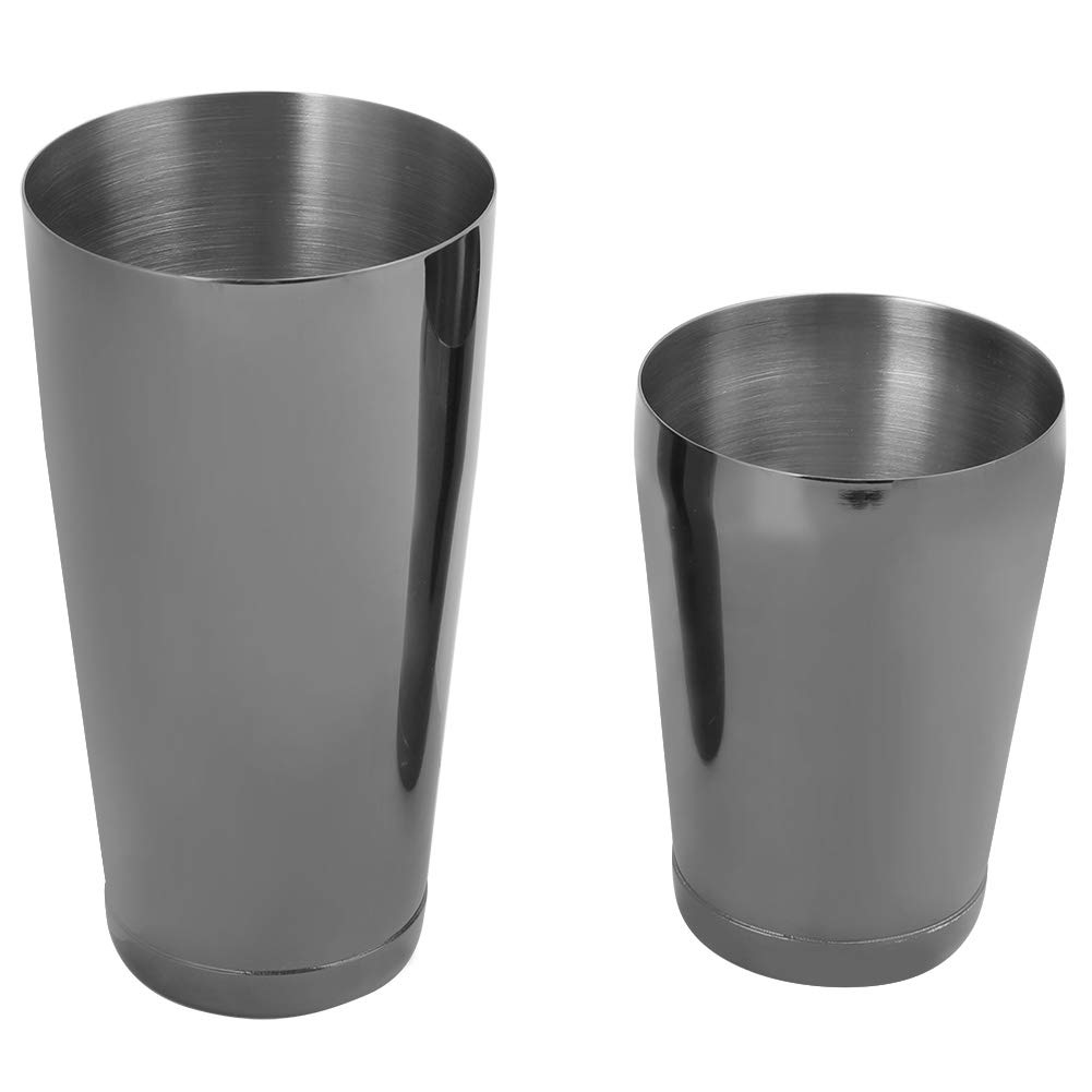 Shaker da cocktail Boston in acciaio inox, set di strumenti da bar professionale con design a tenuta stagna, latta per cocktail lucidata a specchio, ideale per bartender, bar (Nera)
