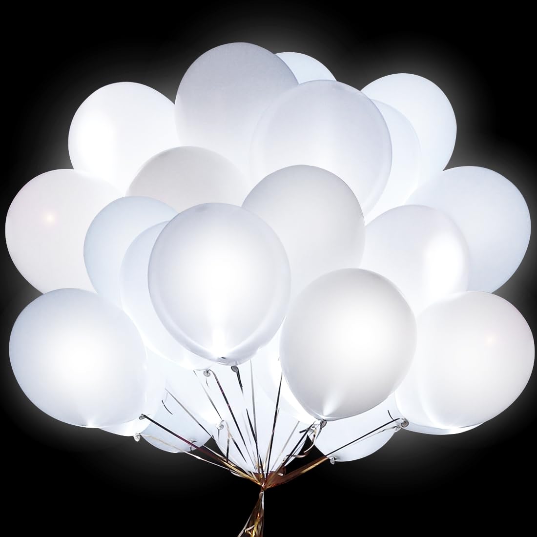 Globos LED 40PCS luminosos con luces LED, 12 inch Colores Globos Led Decoracion Cumpleaños, para Bodas,Fiestas de Cumpleaños y Decoración(Blanco)