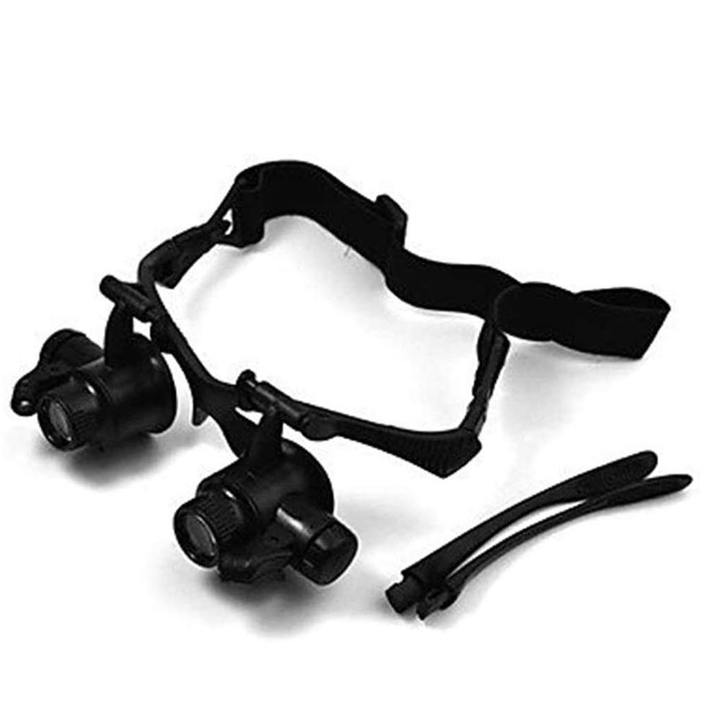 Stirnband-Lupe, Stirnband-Lupe mit LED-Licht, 10x/ 15x/ 20x/ 25x mit Aufbewahrungstasche für Schmuckuhr-Reparaturlupe