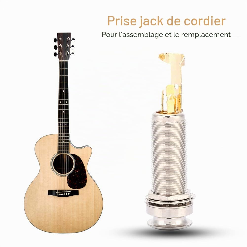 Endpin Jack, Embout stéréo jack en cuivre pour guitare électrique Ukulele (longueur 57mm)