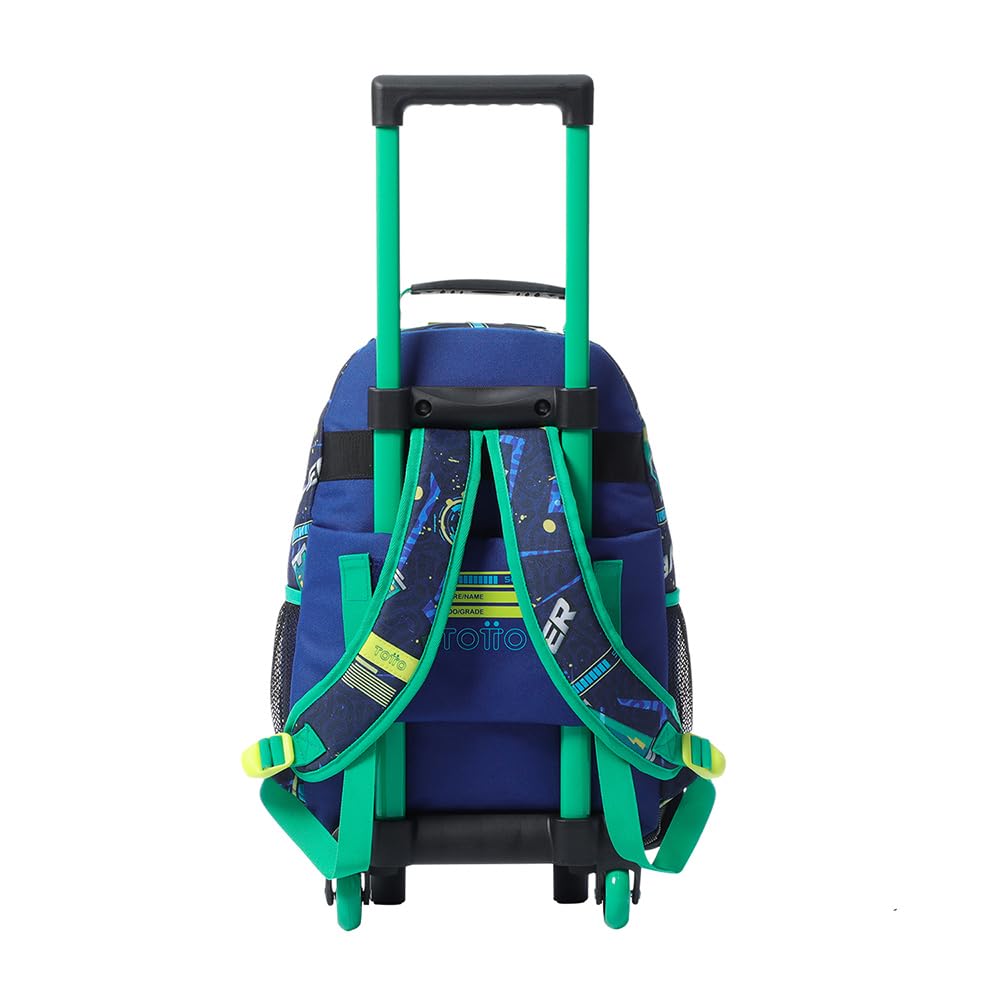 TOTTO - Mochila Escolar con Ruedas, Modelo Kong Lab M, Mochila Mediana, Capacidad 14 L, 2 Compartimentos, 2 Bolsillos para Botella, Protección contra Impactos, Cómodas Correas Ajustables, Color Azul