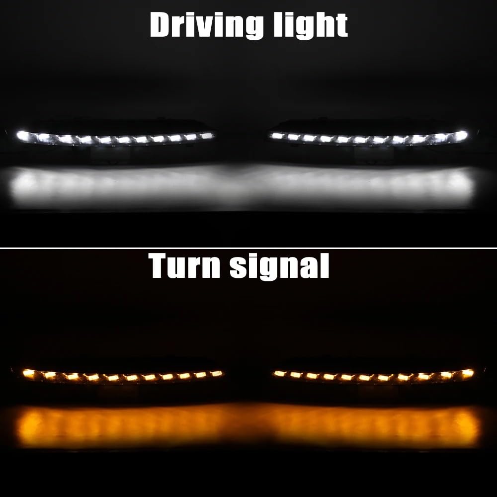 Faro Auto 2 Luci Diurne A LED Da 12 V Per Q7 2010-2015 Funzione Indicatore Direzione Giallo Dinamico, Lampadina Fendinebbia Impermeabile Per Auto DRL Faro Principale Fari