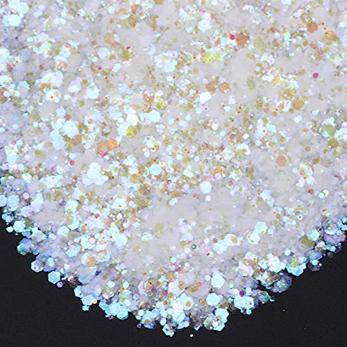 50g Nail Art Glitzer Pailletten - Glänzender Nagel Glitter Pulver Sechseckige Form Glitzer Kosmetik Festival Pulver… – Bild 4