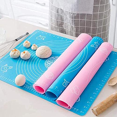 PRIMESKY® Silicon Roti mat Non-Stick Silicone Reusable Pastry Fondant Dough Roti Chapati Rolling Baking Sheet Mat with Measurements 50 * 40 cm (Multicolor)