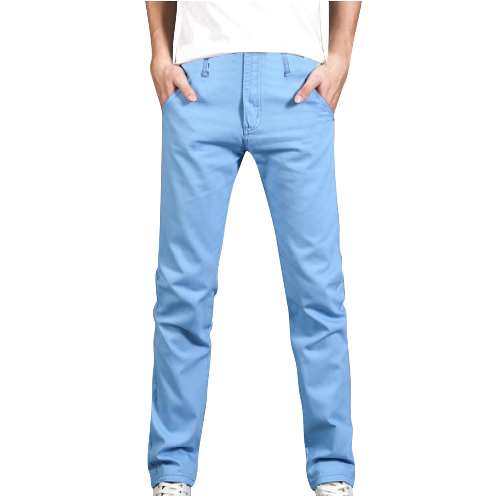 Mens Slim Fit Stretch Jeans Tapered Straight Leg Casual Chino Pants Trendy Outdoor Dailywear with Pocket