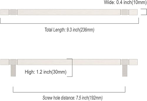 Miniatura 3 de Asidrama Paquete de 6 manijas de gabinete de cocina de níquel satinado cepillado de 7.5 pulgadas (7.559 in), tiradores de gabinete, accesorios de