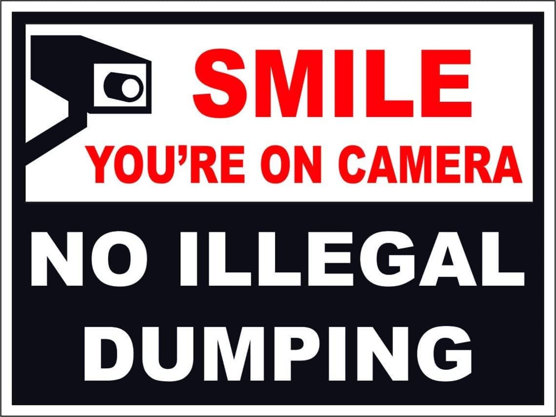 rayprint Metal Sign No Illegal Dumping Sign Smile You're Camera Signs Warning Sign Caution Aluminum Tin Sign Traffic Road Street Sign for Home Cafe Bar 8x12 Inches