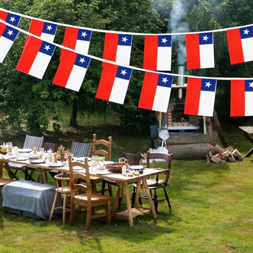 Image of Chile Flags Chilean String Flag Banners for Patriotic Events Independence Day Sports Bars Inside Outside Decorations 33 Feet 30 Flags