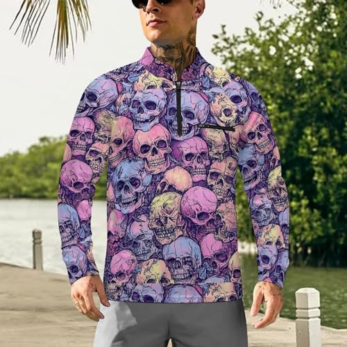Human Skulls Men's Sun Protection Shirts UV SPF UPF 50+ Long Sleeve Rash Guard Lightweight2