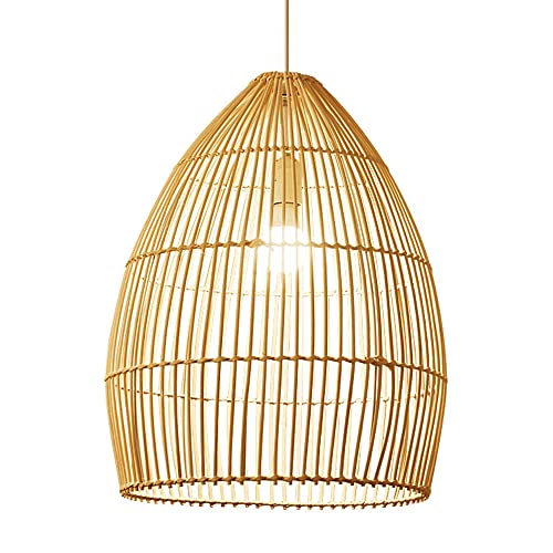 Lustre en osier beige fait main suspension vintage française salon salle à manger