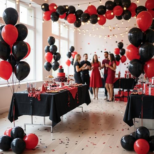 Image of RUBFAC Black Balloons, Party Balloon 12 Inch for Graduations Party Decorations, Black History Month, Birthday, Wedding, Baby Shower, Graduation Decorations, 65pcs