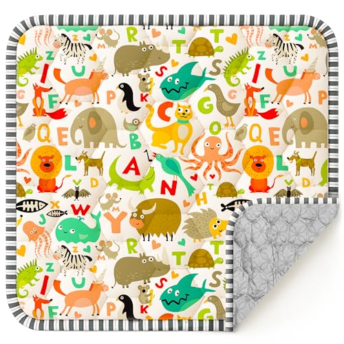 CozyCub Baby Play Mat for Floor 50x50, Soft Foldable Playpen Mat for Floor, Thick Foam Padded Non-Slip Waterproof Washable Baby Crawling Mat for Toddlers Infants (Animal Print)