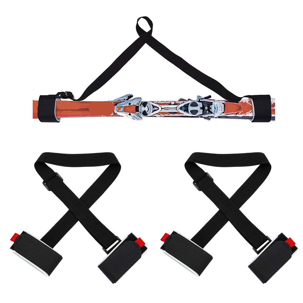 Lot De 2 Sangles De Ski – Bandoulière Réglable Avec Rembourrage EVA, Nylon Robuste, Pour Skis Et Bâtons, Transport Confortable Et Antidérapant