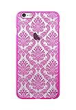 iPhone 6 Plus Case, NZND Retro Lace Pattern Texture Hard Plastic Clear Case iPhone 6 Plus 5.5 inch (Pink)