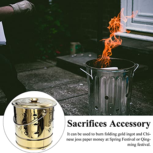 Angoily 11S38O10LVFSUU47JGRUZMGJ 1Pc Stainless Steel Paper Burn Barrel, Stainless Steel Incinerator Cage With Lid, Joss Paper Money Incinerator Can For Garden Paper Leaf Trash Wood Backyard Bonfire 11.79X10.53X10.53 Inch thumb #8