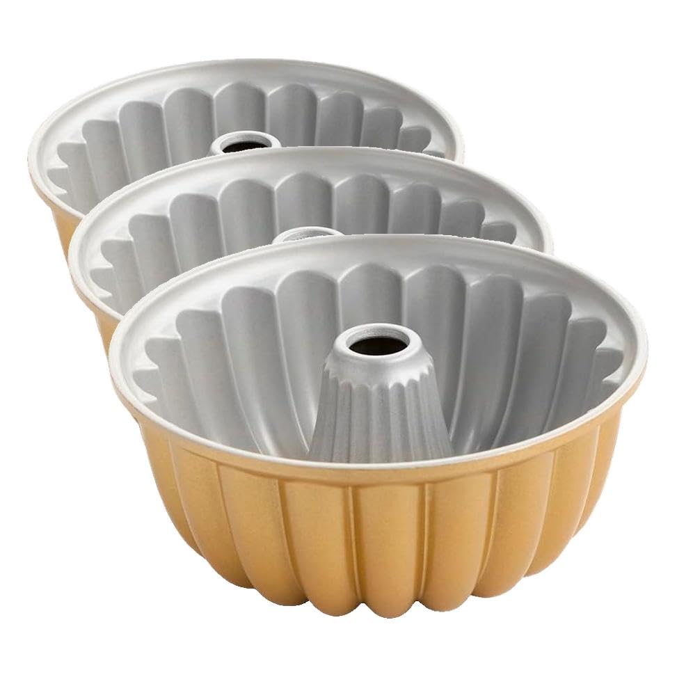 Image of Nordic Ware Elegant Party Bundt Pan, 22.3 x 9.3 cm, Gold (Pack of 3)