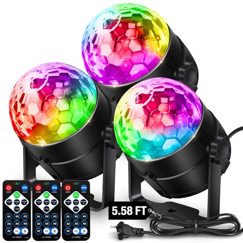Image of NEQUARE Disco Ball DJ Party Lights Sound Activated Remote Control Strobe Lamp 7 Modes Stage Light for New Years 2026 Room Dance Parties Karaoke Halloween Christmas Birthday Decorations 5.58Ft