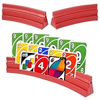 Gatphy 4 Stück Kartenhalter Spielkarten 3 Rampen Spielkartenhalter zum Hinstellen Stackbar mit Magnetische Montage Spielkartenhalter Poker/UNO für Senioren Kinder Arthritis Feiern (Rot)