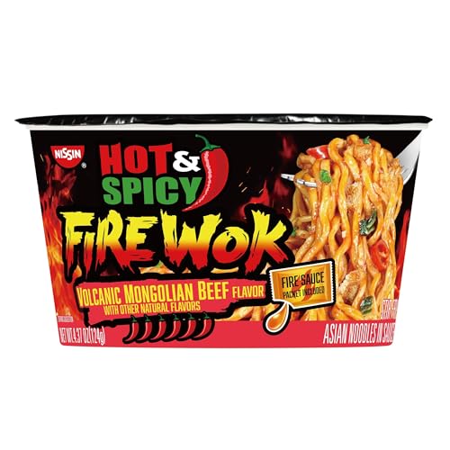 Image of Nissin Hot & Spicy Fire Wok, Volcanic Mongolian Beef, 4.37 Ounce (Pack of 6)