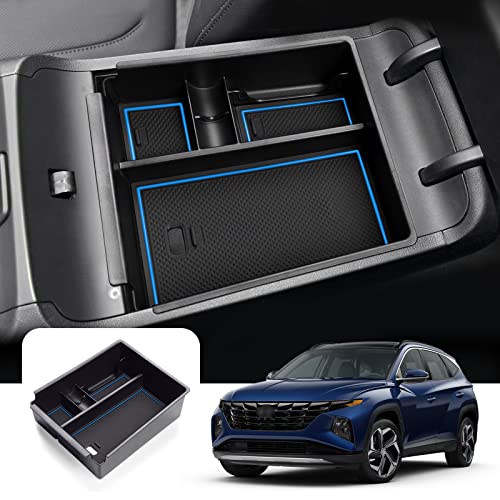 LFOTPP Hyunda-i Tucson NX4 2021 2022 Caja de Almacenamiento para Apoyabrazos, Bandeja de Reposabrazos, Consola Central Organizador Coche, Accesorios Interior del Coche (Azul) Cover
