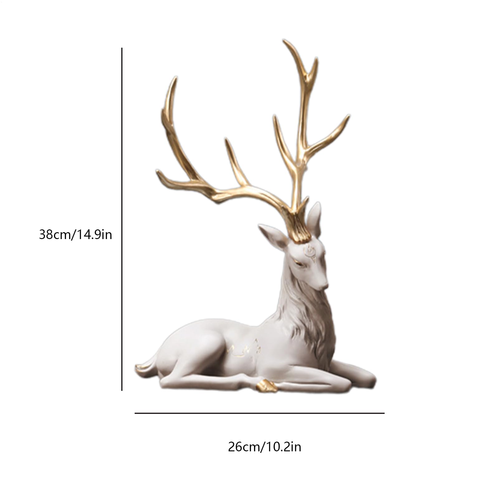 Dekoracja renifera na biurko, statua renifera - żywiczna figurka jelenia | Elegancka statua jelenia na ozdoby świąteczne, żywiczne figurki zwierząt łosi do wystroju domu