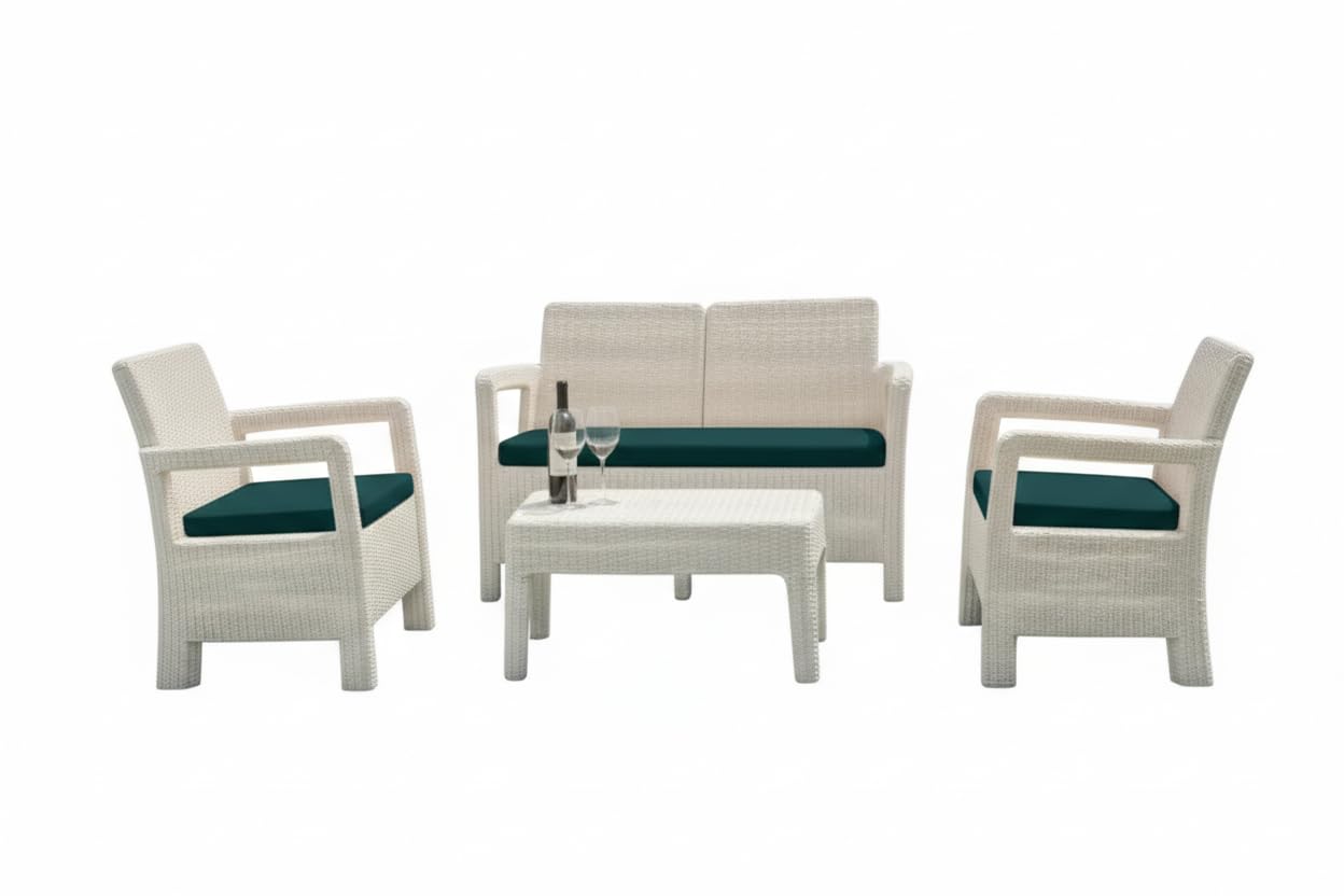 Coussins d'extérieur Premium 110 x 52 cm et 50 x 52 cm pour Ensembles de Jardin, Fabriqués en Italie (Bleu)