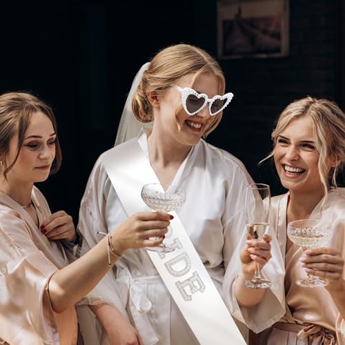 Chanaco Bride to Be Sash and Sunglasses Bachelorette Party Decorations Bridal Shower Favors White Heart Glasses Wedding Accessories Engagement Gifts2