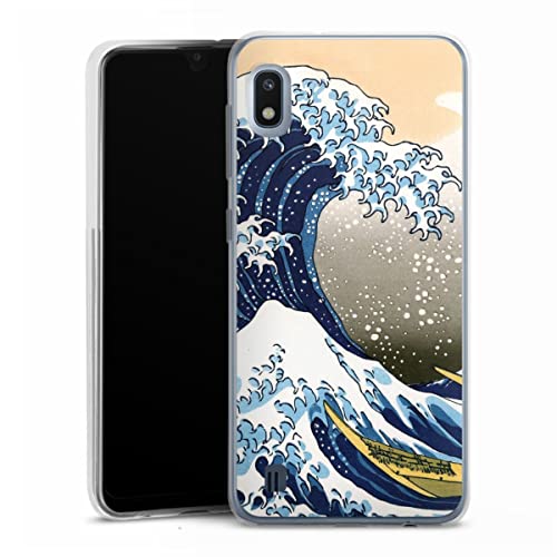 Custodia sottilissima compatibile con Samsung Galaxy A10 per cellulare di silicone trasparente Cover semplice Katsushika Hokusai La grande onda di Kanagawa Arte