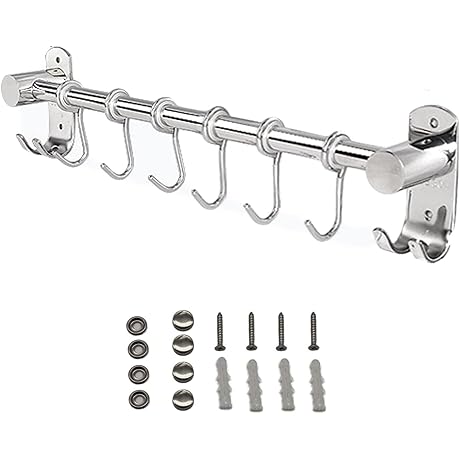 Adjustable Rod for Hanging Clothes: Kitchen Sliding Hooks Stainless Steel Hanging Rack