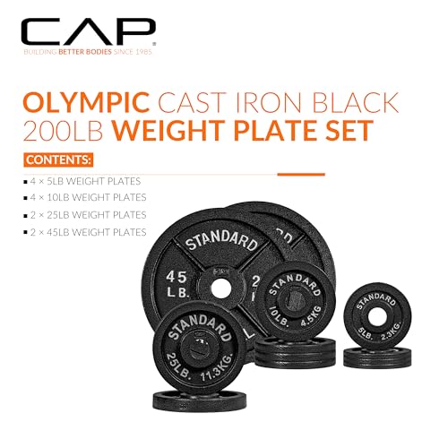 Image of CAP Barbell 2-Inch Olympic Cast Iron Plate Weight Set | 75-285 lbs | Multiple Options