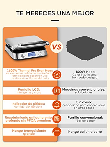 Gofrera Belga 1600 W, Gofrera Double Inteligente Pro co...