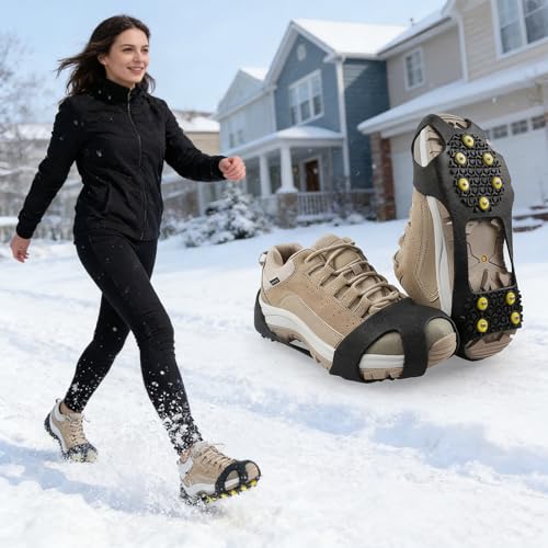 Generisch Spikes für Schuhe Winter schuhspikes zum überziehen schuhspikes zum überziehen schneeketten antirutsch eiskrallen glatteis Schutz schneeketten Spikes für Schuhe