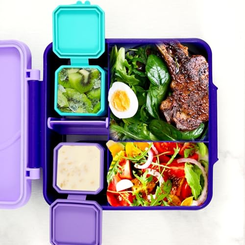 BOXOB 2pcs Salad Dressing Container 4oz for OmieBox Dipping Sauce Lunch Box Silicone Dips Containers Leakproof Condiment Cups with Lids School Picnic Travel(Cyan - Image 4