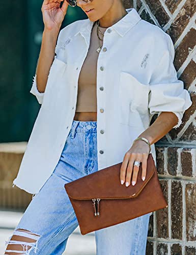 Lumister Womens Causal Oversized Soft Lightweight Distressed Jean Jacket Ripped Fringe Long Sleeve Denim Jacket Shacket4