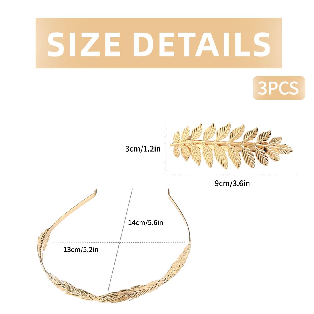 New Retro Gold Color Leaf Headband Headpiece Crown Tiara Headdress Goddess Greek Head Jewelry Bride Wedding Hair Accessories - 200000297