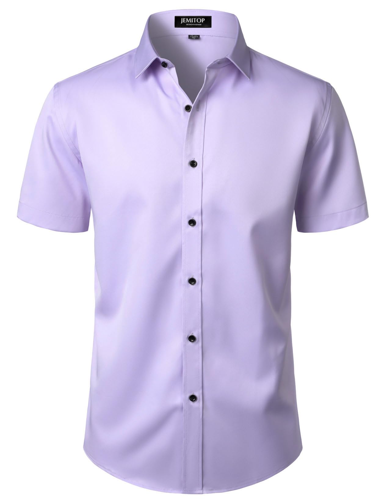 JEMITOP Men's Stretch Wrinkle Free Dress Shirts Formal Wedding Prom Short Sleeve Slim Fit Button Down Shirt