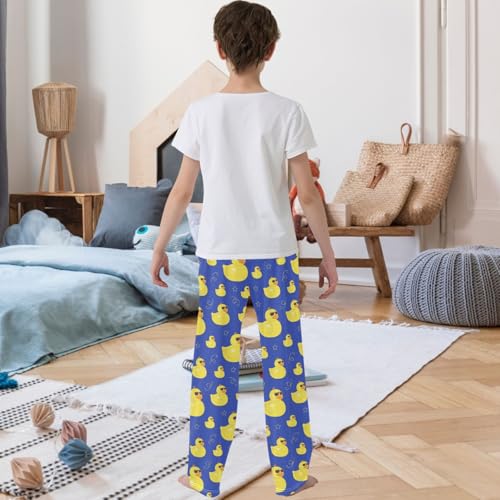 Boy's Lounge Pants Duck in Sunglass Doodle Style Kids Jogger Pants Elastic Waist Long Bottoms with Pockets 6-14 Y3