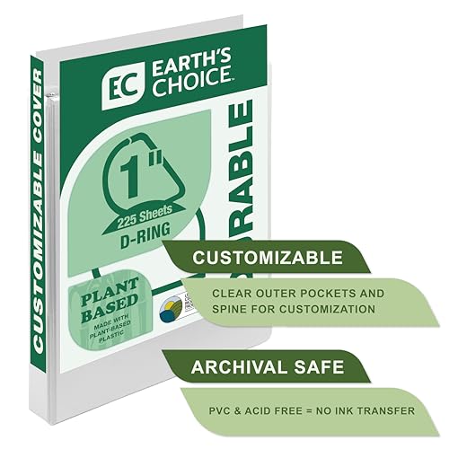 Image of Samsill Earth's Choice, 1 inch Durable D-Ring View Binder, USDA Certified Biobased, Eco-Friendly, White, 2 Pack